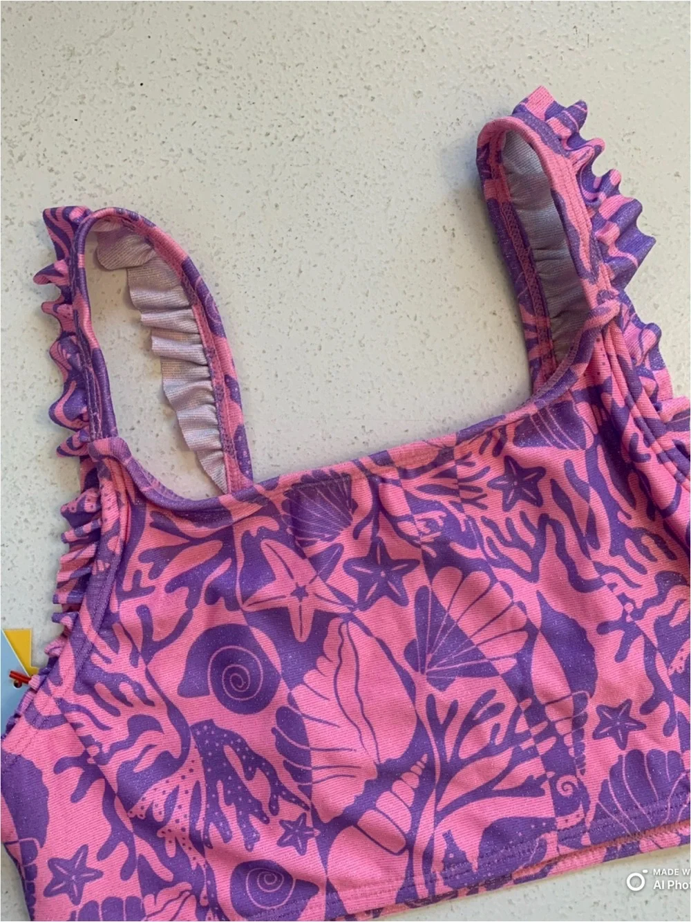 Cat & Jack Girl’s Large Pink & Purple Bikini Set + Coverup Shorts NWT Beach